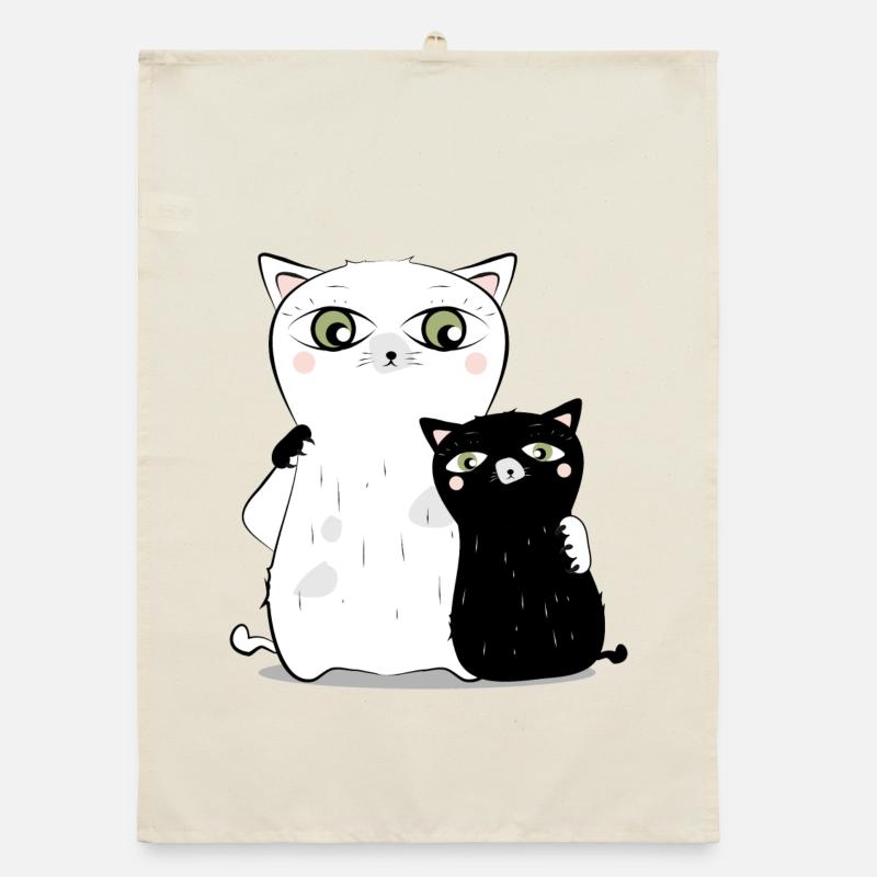 Chat Blanc & chat noir Torchon bio