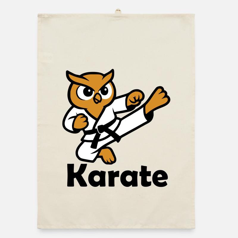 Karate Eule Organic Geschirrtuch