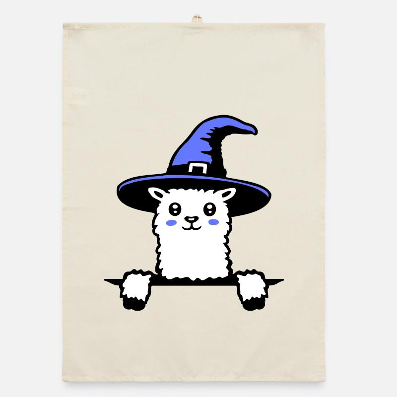 Llama Wizard Cute Look Magical Witch Hat Cute Organic dish towel