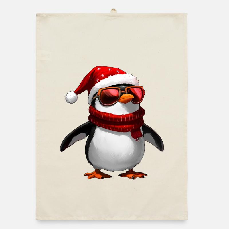 Pinguin Weihnachtsmann Organic Geschirrtuch
