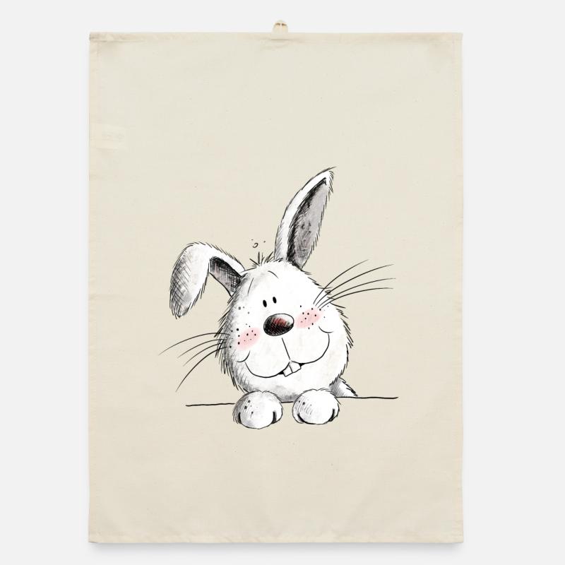 Funny rabbit I rabbit motif rabbit Organic dish towel