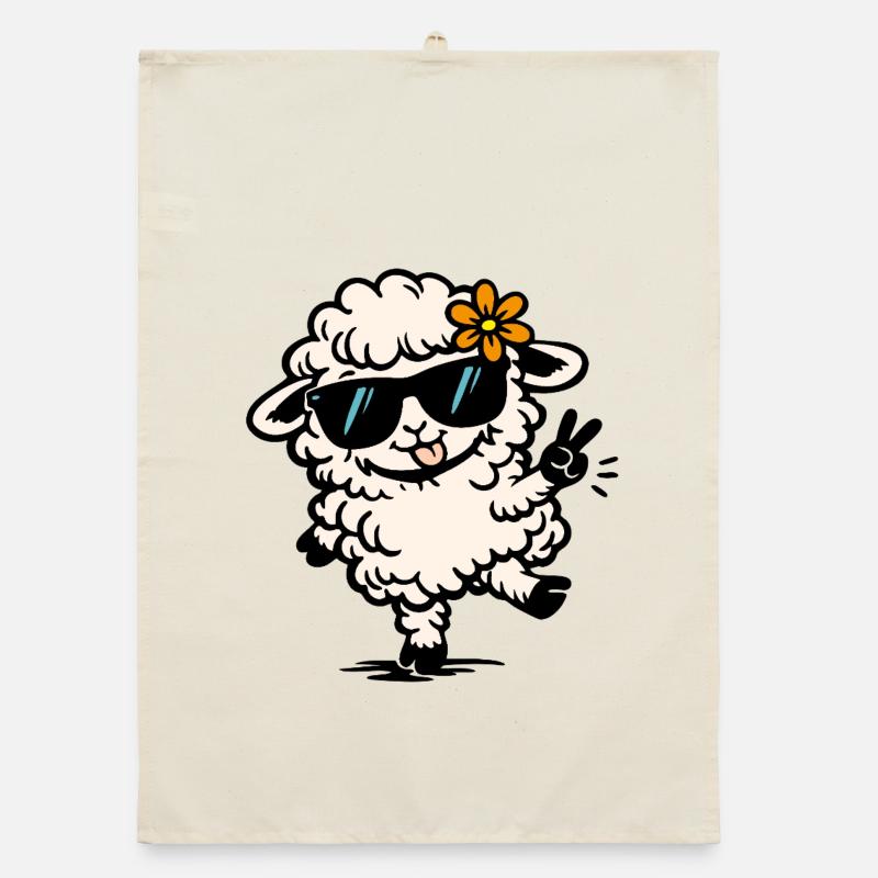 Mouton dansant – Illustration drôle avec style Torchon bio