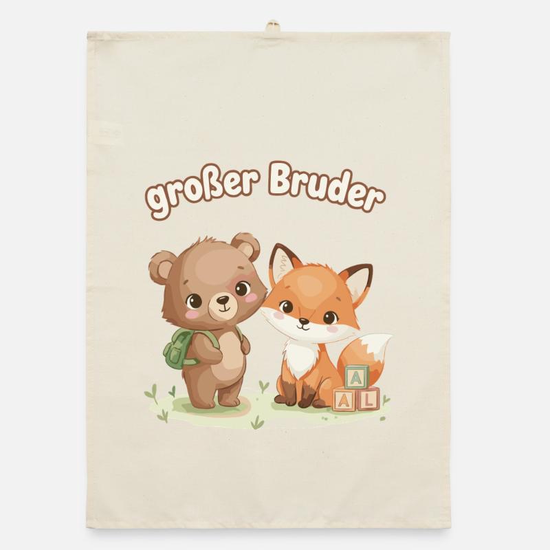 Big Brother Bear et Renard - Torchon bio - nature