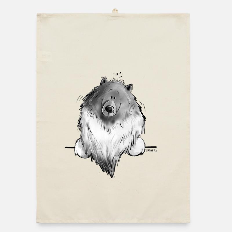 Cadeau drôle de chien de bande dessinée Wolfsspitz I Torchon bio