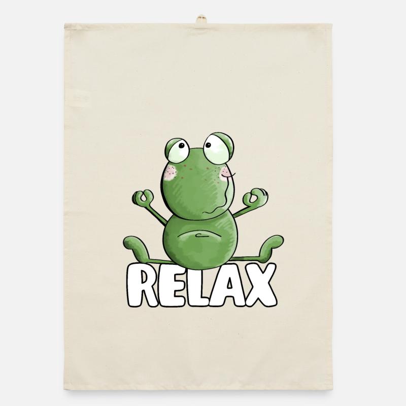 Frog Relaxing Yoga - Frogs - Toad - Quak Organic dish towel