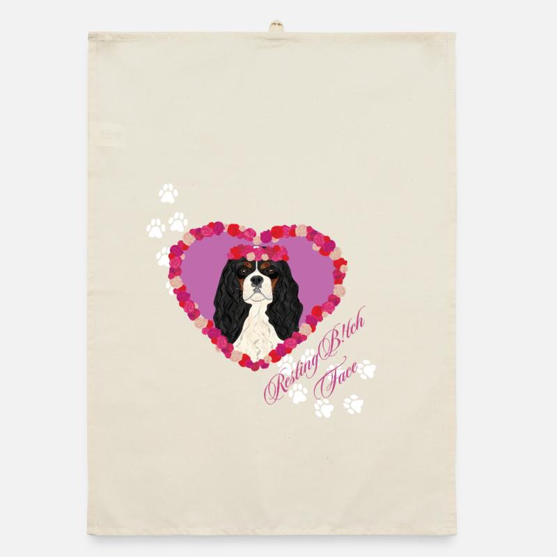 Ruhende B!tch Face Cavalier King - Organic Geschirrtuch - Natur