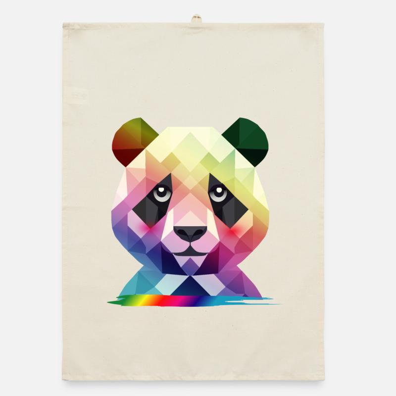 Panda arc-en-ciel coloré – Géométrie colorée Torchon bio