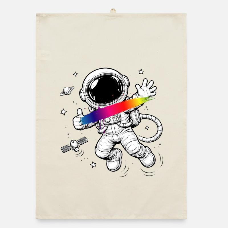 Astronaut Regenbogen Splash Space Design  Organic Geschirrtuch