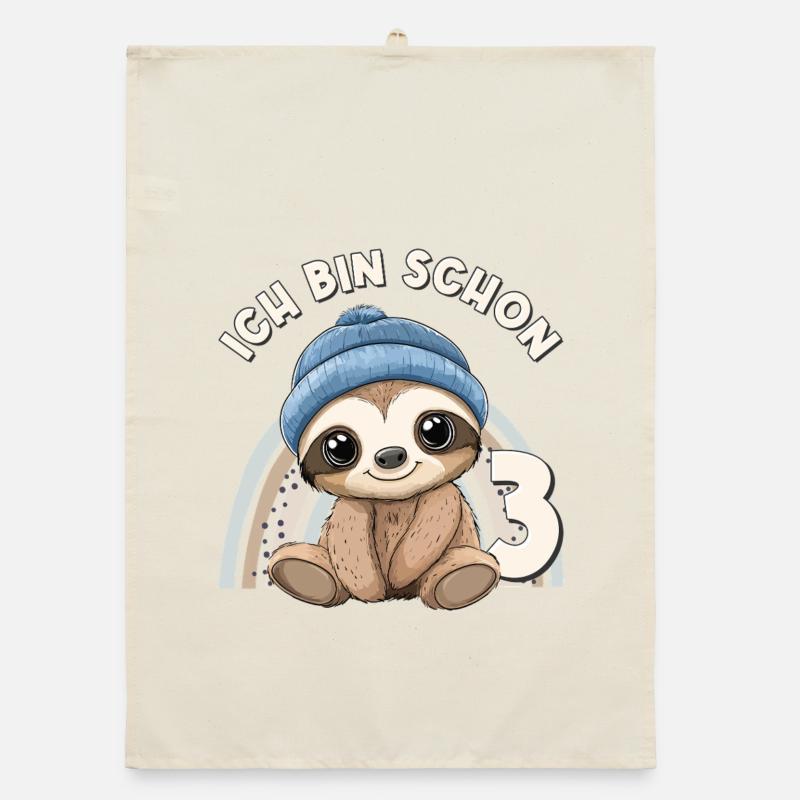 3rd Birthday Sloth Rainbow Cute Cute Organic dish towel