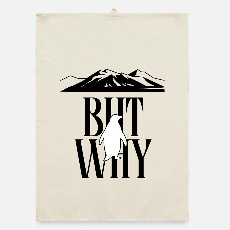 But Why Penguin Meme Minimalist Art Organic dish towel