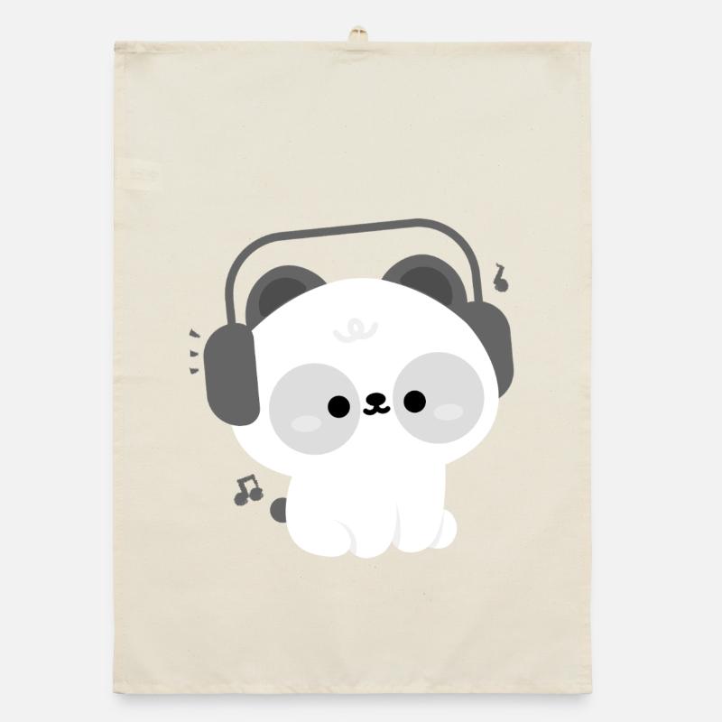 Panda Kopfhörer Organic Geschirrtuch