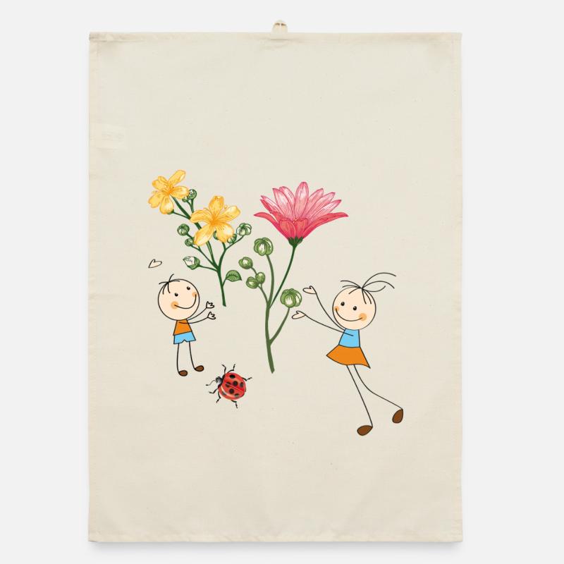 Kinderjubel mit bunten Blumen Organic Geschirrtuch