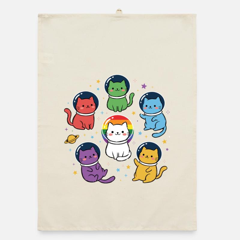 Pride Month LGBTQ – Rainbow Space Cats Organic Geschirrtuch