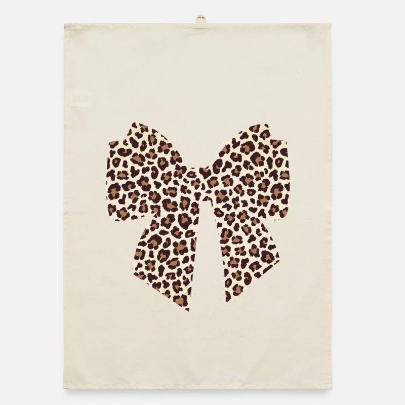 Leopard bow gift idea Organic dish towel