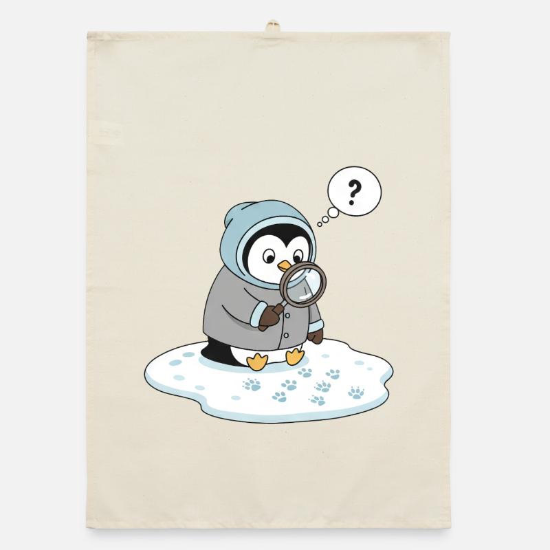 Détective Pingouin mignon Observation de la faune Torchon bio