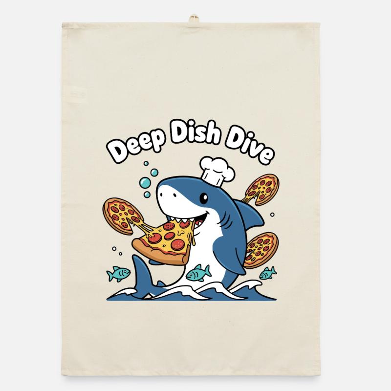 Deep Dish Dive Shark Chef Organic dish towel