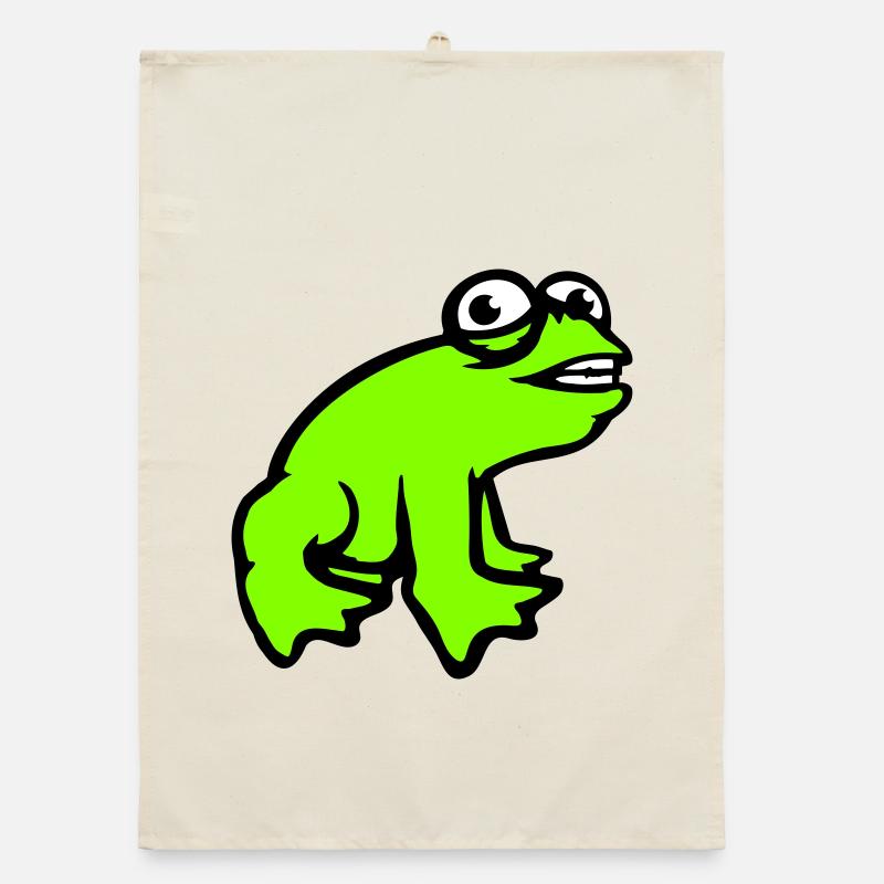 Frog grins cool funny comic crazy toad Organic dish towel