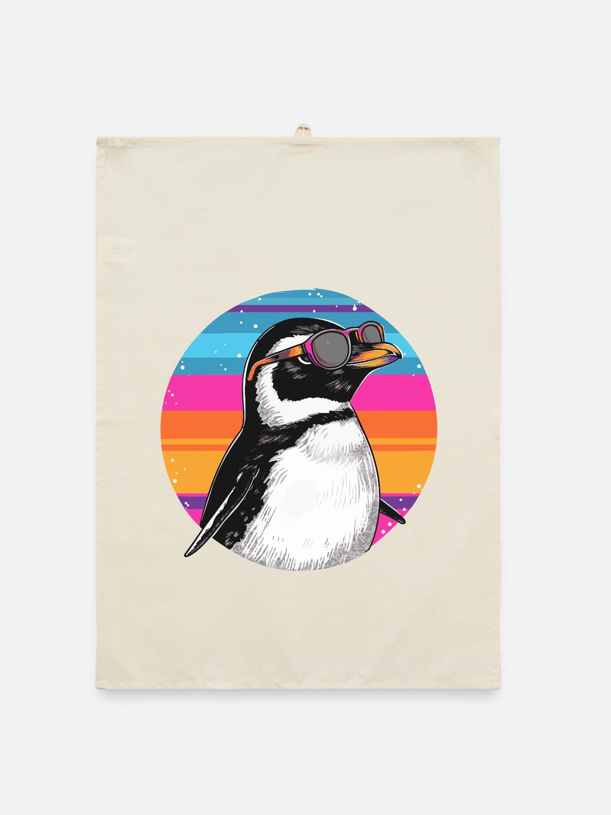 Penguin Neon-Goggles Retro - Organic Geschirrtuch - Natur - Vorne