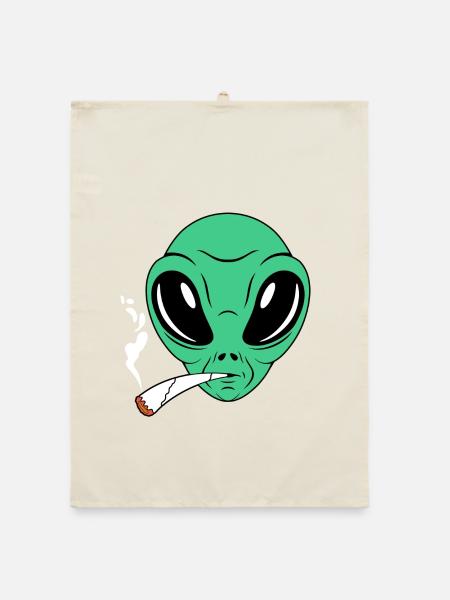 Raucher Alien - Organic Geschirrtuch - Natur - Vorne