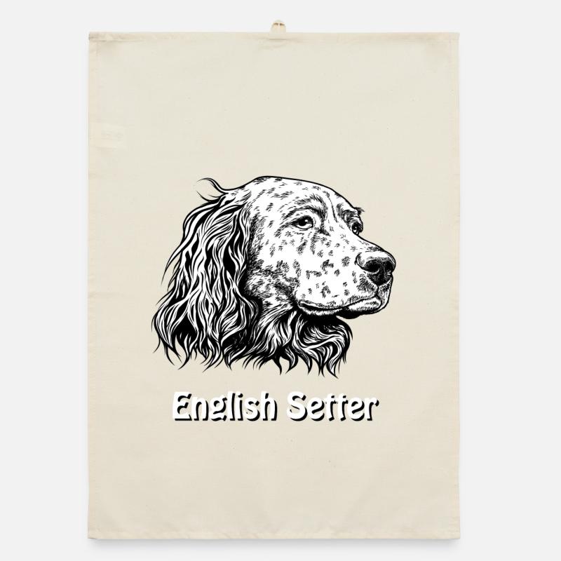Portrait de setter anglais - Torchon bio - nature