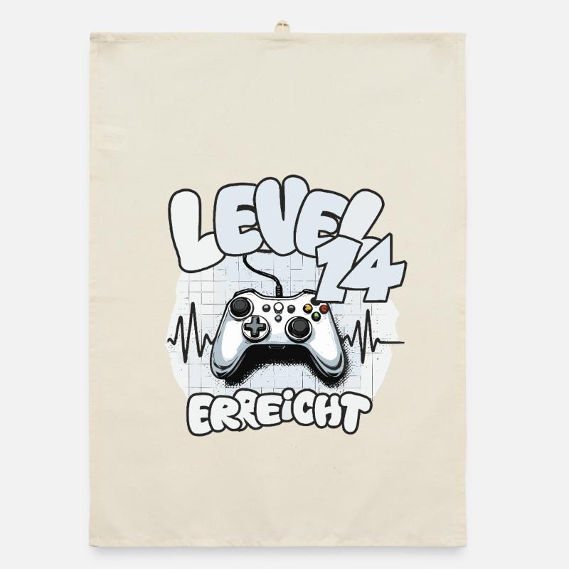 Level 14 erreicht Controller Joypad Herzschlag  Organic Geschirrtuch