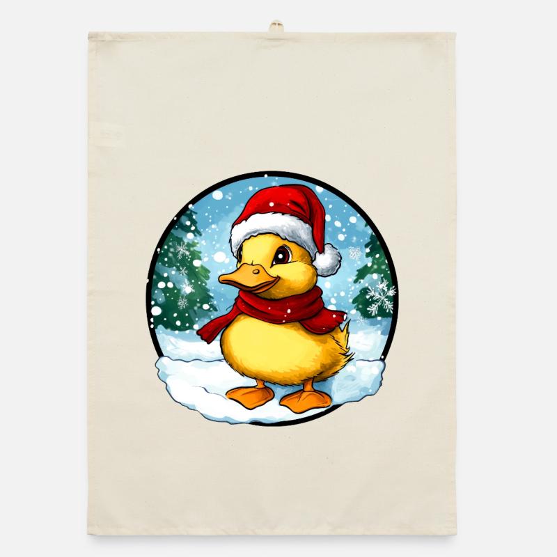 Weihnachtsmann Entchen Organic Geschirrtuch