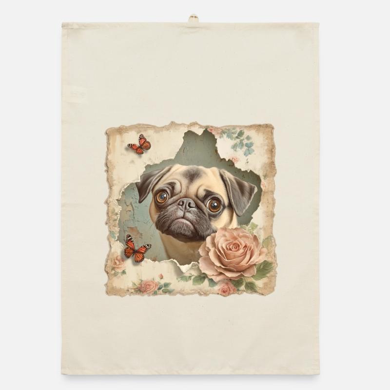 Mops Vintage Organic Geschirrtuch