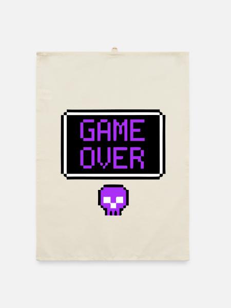 Game Over Pixel Art du Crâne - Torchon bio - nature - Devant