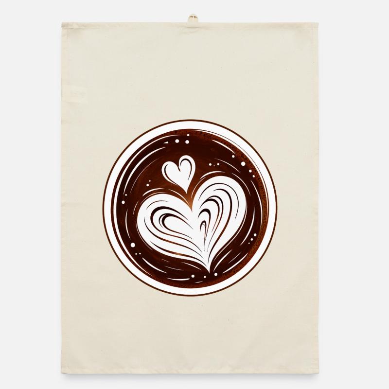 Latte Art Herz Kaffee Design  Organic Geschirrtuch