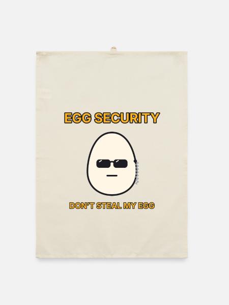 Egg Security – Ei Bodyguard lustiger Spruch - Organic Geschirrtuch - Natur - Vorne
