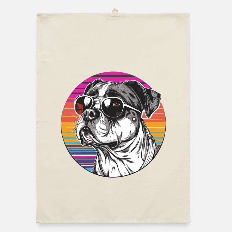 Bouledogue élégant avec lunettes de soleil Torchon bio