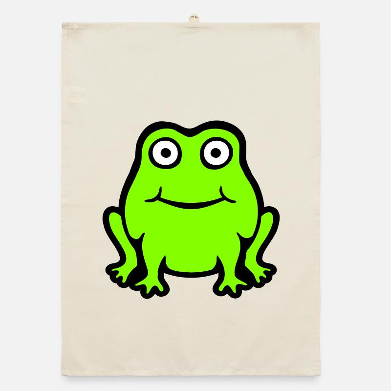 Frog Toad Smiles Funny Comic Happy Cute Organic dish towel