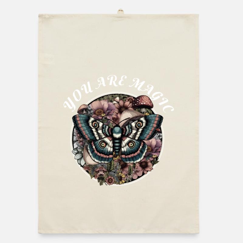 Magic Floral Butterfly Organic dish towel