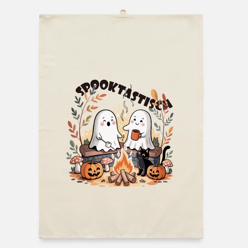 Spooktastic – Doux fantômes au feu de camp - Torchon bio - nature