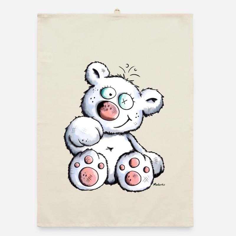 Cute White Teddy Bear Organic dish towel