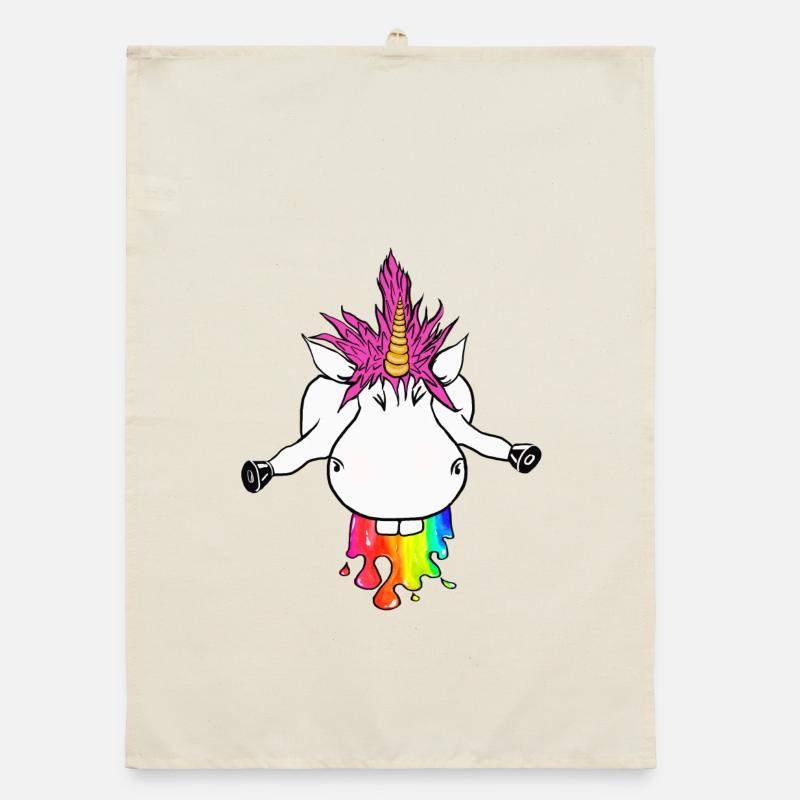 Regenbogen Einhorn Farbklecks Regenbogenkotze - Organic Geschirrtuch - Natur