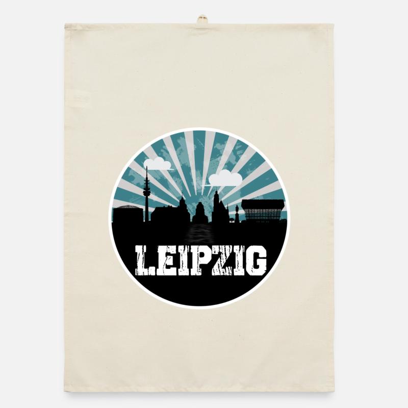 Leipzig Skyline Blue Hour Torchon bio