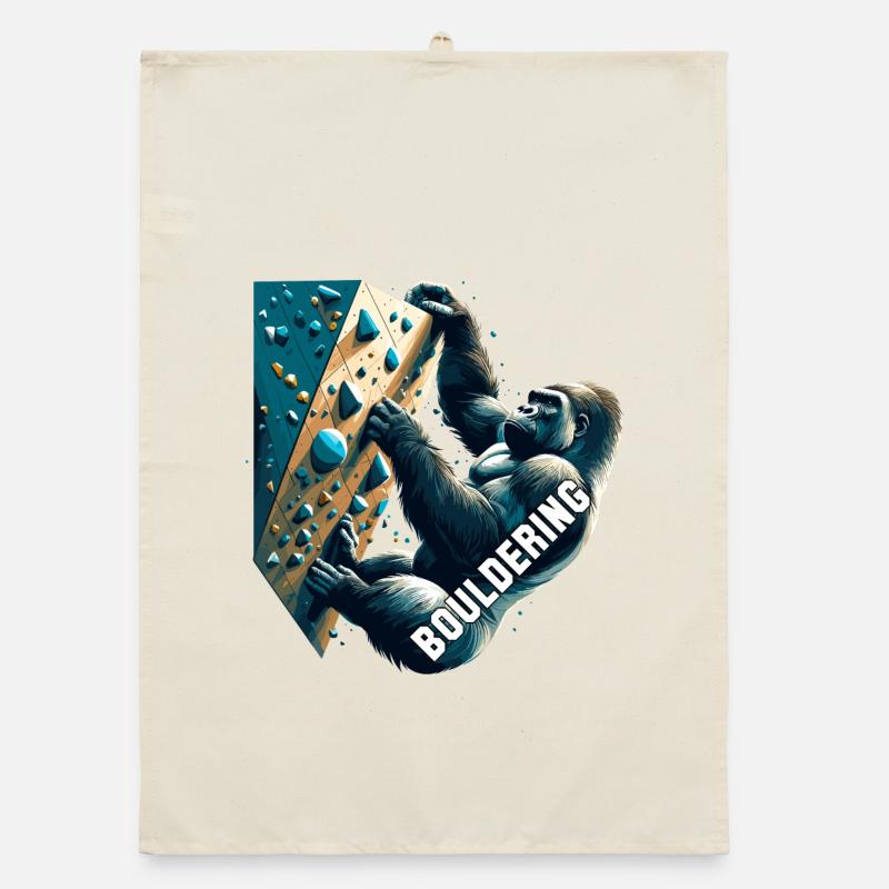 Bouldern Gorilla Geschenk Organic Geschirrtuch