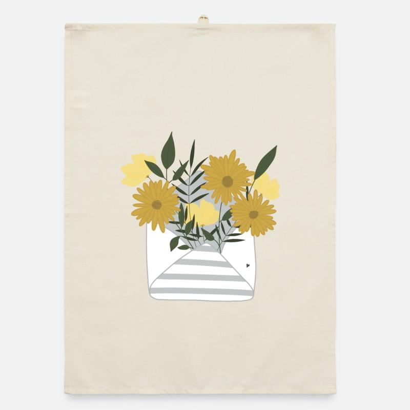 A small floral greeting by post in an envelope Organic dish towel
