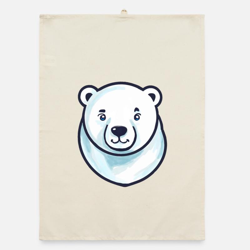 Eisbär-Kopf (Comic) Organic Geschirrtuch