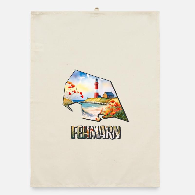 Watercolor Map Fehmarn Organic dish towel