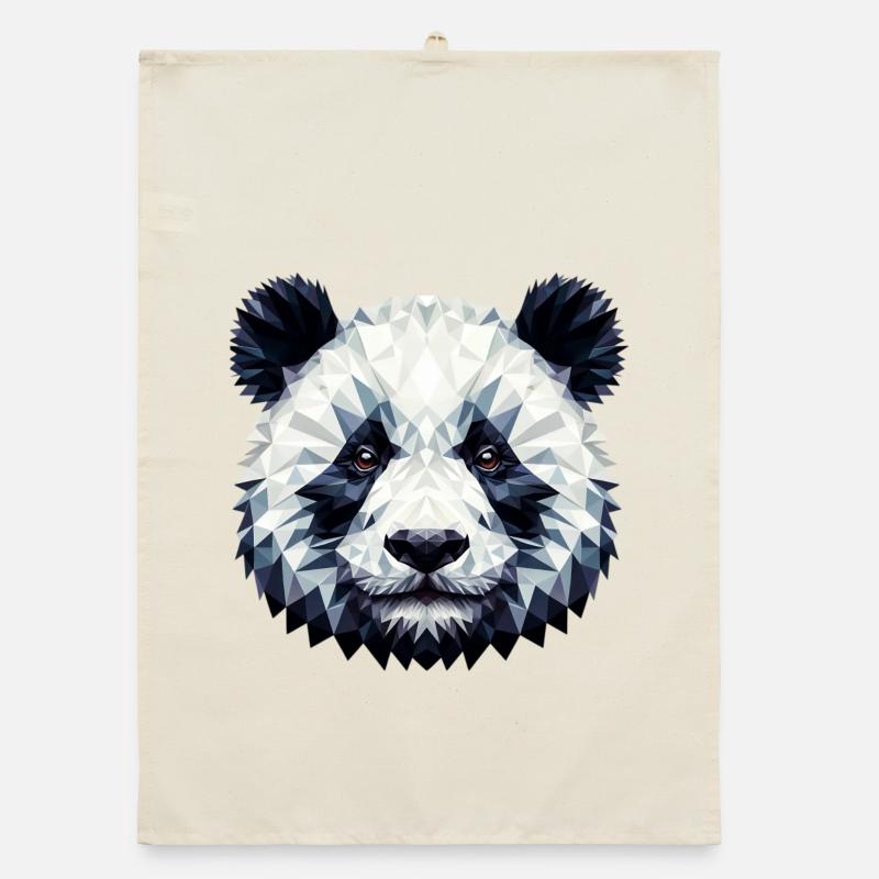 Polygonaler Panda - Organic Geschirrtuch - Natur