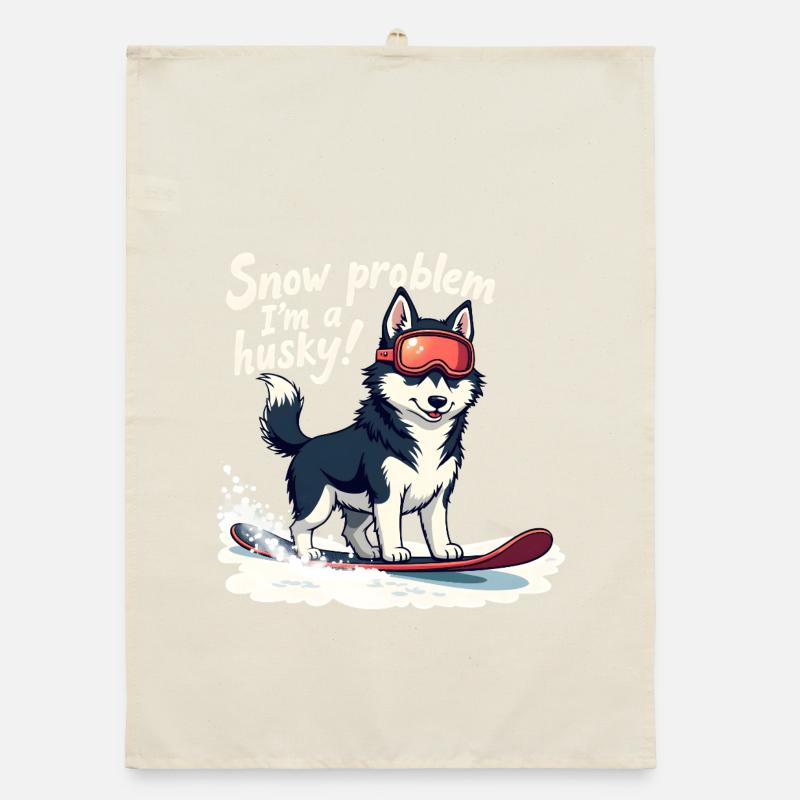 Pas de problème, je suis un husky ! - Torchon bio - nature