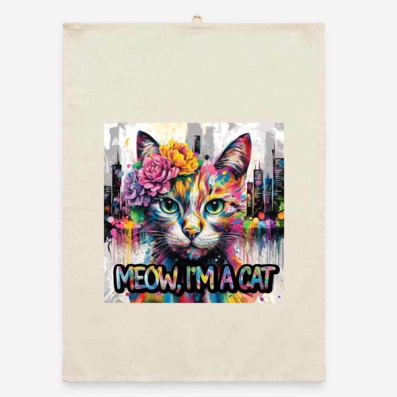 Kunstvolle Katze Version 2 Organic Geschirrtuch