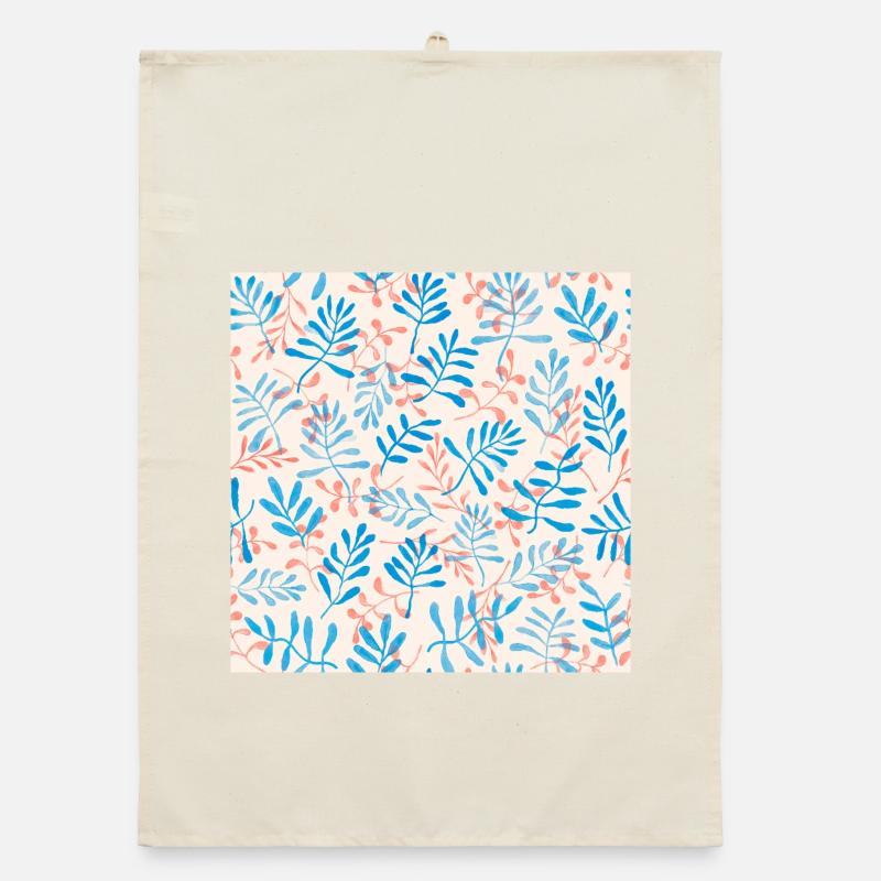 Conception de branches bleues et corail Torchon bio
