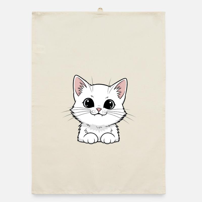 Mignon design de chaton blanc Torchon bio