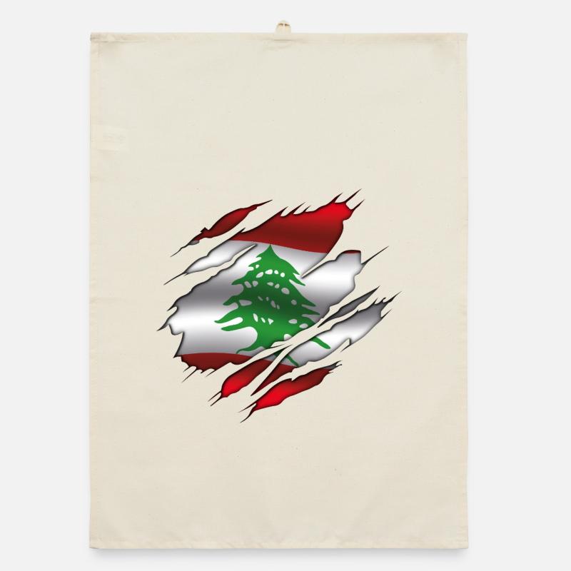 Drapeau du Liban - Drapeau déchiré Torchon bio