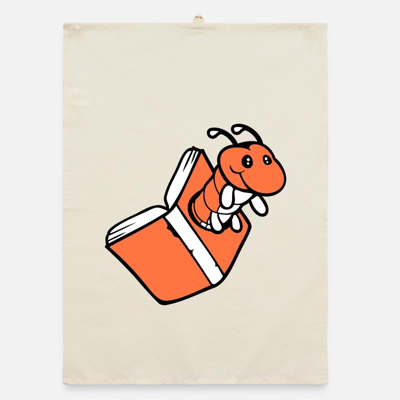 bookworm caterpillar nerd book hole geek worm read Organic dish towel