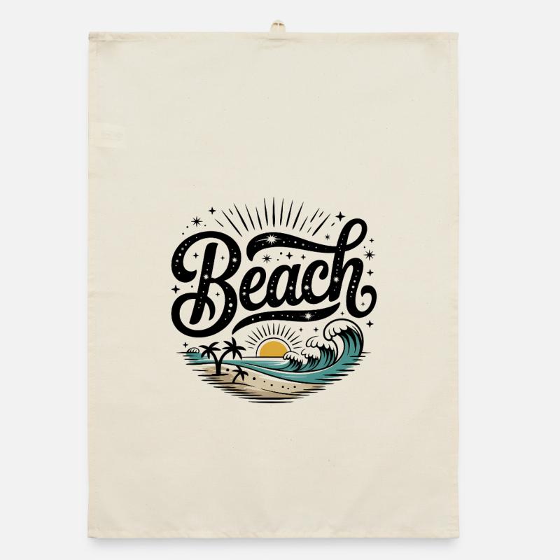Beach - Cool Surfer Logo Organic dish towel