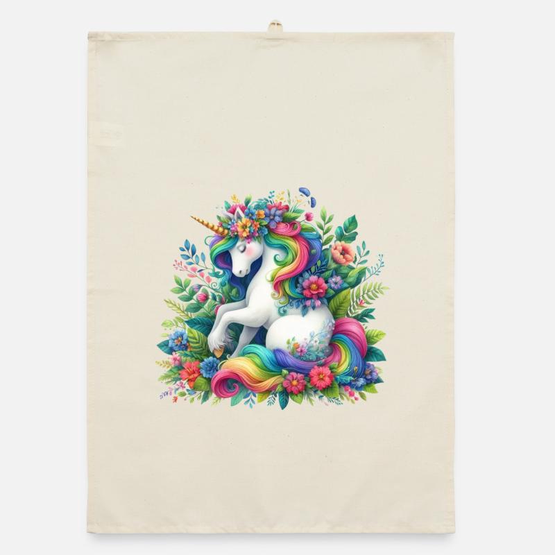 Fleur de licorne à crinière arc-en-ciel Torchon bio